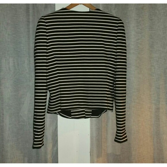 BCBGMaxazria Hendricks Black White Striped Blazer Jacket Size L - Picture 6 of 7